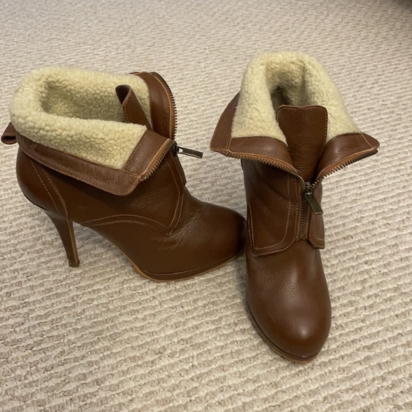 Leather stiletto fold over boot - Picture 3 of 6